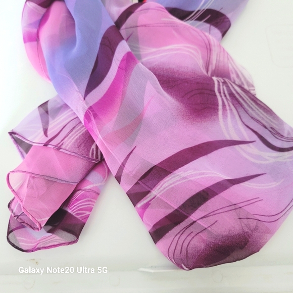 Ladies Scarf Purple Multi Color Swirl Sheer - Picture 4 of 4
